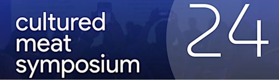 blue background with text cultured meat symposium 24