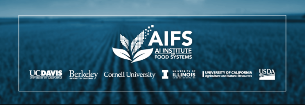 blue background with large AIFS logo and smaller logos for UC Davis, UC Berkeley, Cornell University, University of Illinois, UCA&R, and USDA